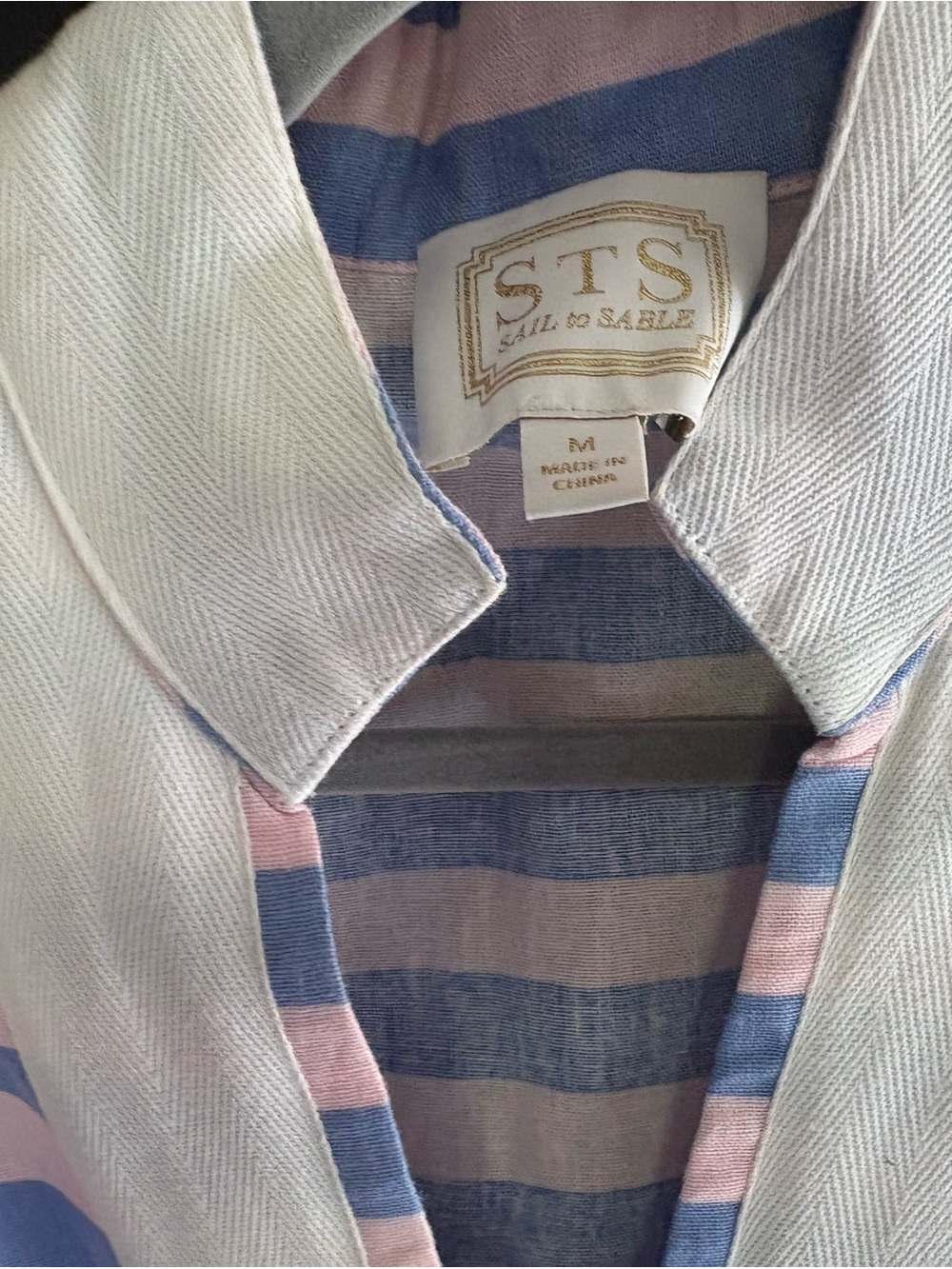 Sail to Sable Women's Blue and Pink Striped Button-Down Shirt